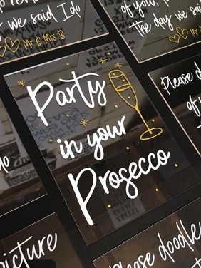 A5 acrylic wedding table signs - Prosecco!