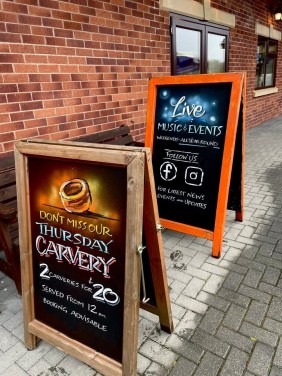 A-boards at Exmoor Riverside Caravan & Camping Park