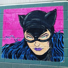 Cat-woman mural on GYM wall Bridgwater