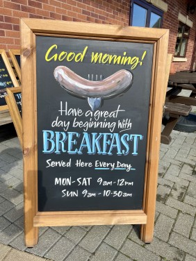 Breakfast A-board for Exmoor Riverside Caravan & Camping Park