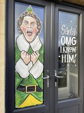 Buddy the Elf window painting