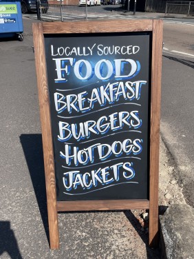Burger van a-board - Blue Dogs Bridgwater
