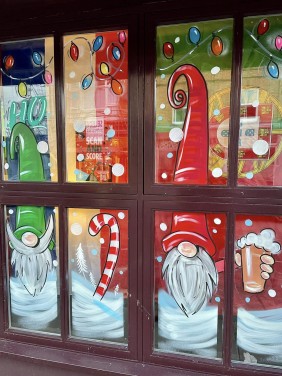 Christmas Gnomes Window painting Bridgwater