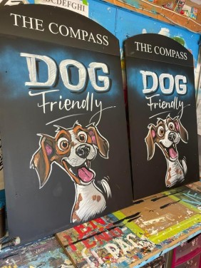 Dog Friendly pavement signs created at The Compass Tavern - North Petherton