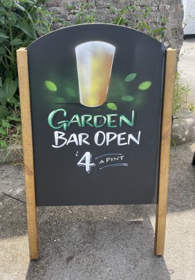 Garden Bar A-board painted for The King’s Head - Cheddar