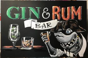 Gin and Rum Bar Shark Fest large chalkboard