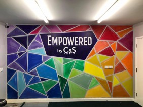 Hand painted logo and wall art