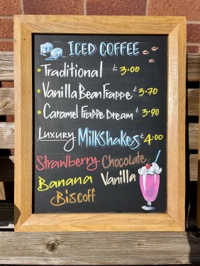 Iced Coffee and Milkshake menu at Exmoor Riverside Caravan & Camping Park