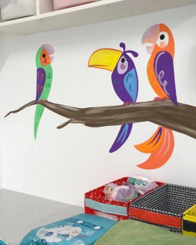 Nursery mural - Parrots