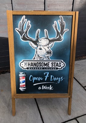 Pavement A-Board for The Handsome Stag Barbers Lounge Bridgwater