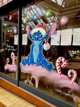 Stitch Christmas window