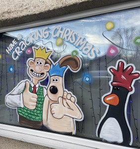 Wallace and Gromit Christmas window