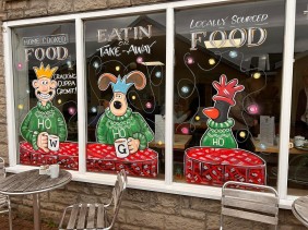 Wallace and Gromit window art