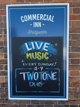 live music board at The Commercial Inn Bridgwater